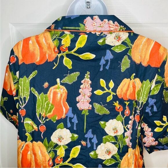 THEIR NIBS Fall Thanksgiving Pumpkin Patch Dreams Pajama Short Set Navy M NWT - Picture 9 of 12